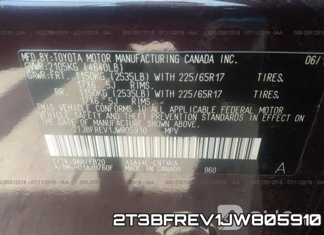 2T3BFREV1JW805910 фото 10
