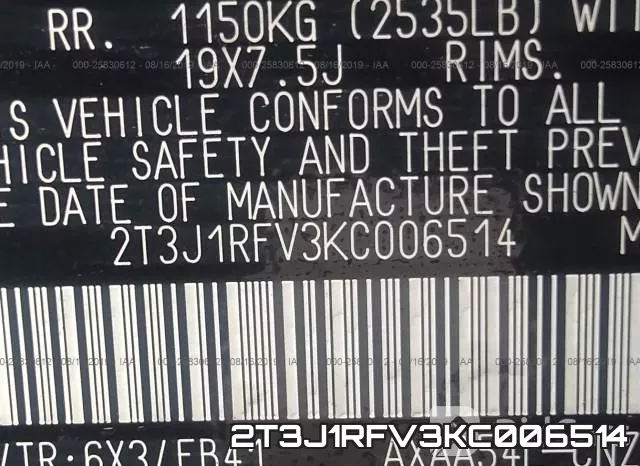 2T3J1RFV3KC006514 фото 10