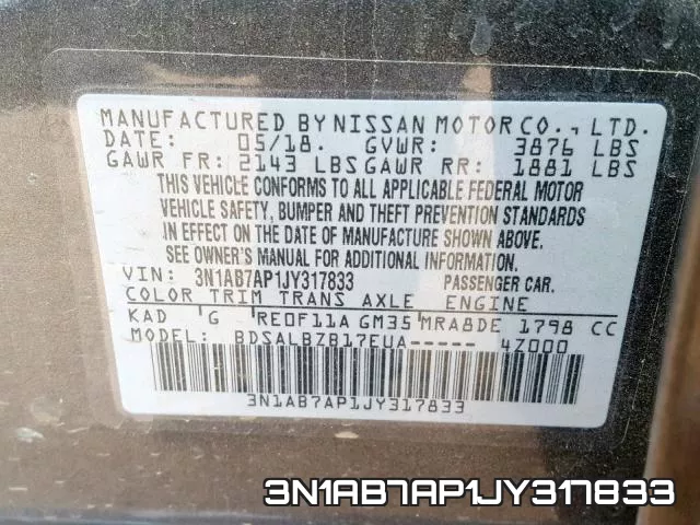 3N1AB7AP1JY317833 фото 2