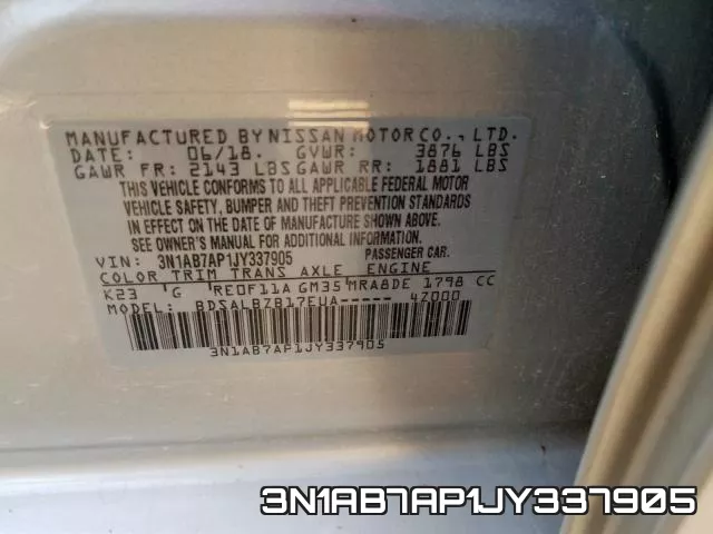 3N1AB7AP1JY337905 фото 2