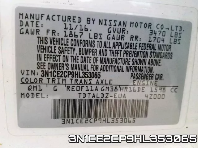 3N1CE2CP9HL353065 фото 2