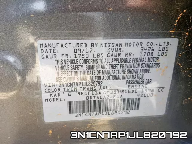 3N1CN7AP1JL820792 фото 2