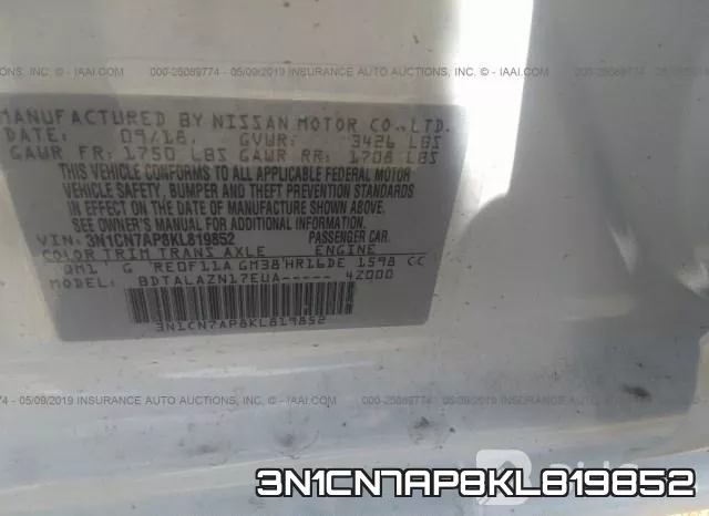 3N1CN7AP8KL819852 фото 10