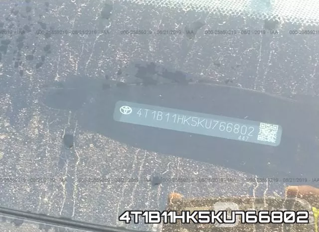 4T1B11HK5KU766802 фото 10