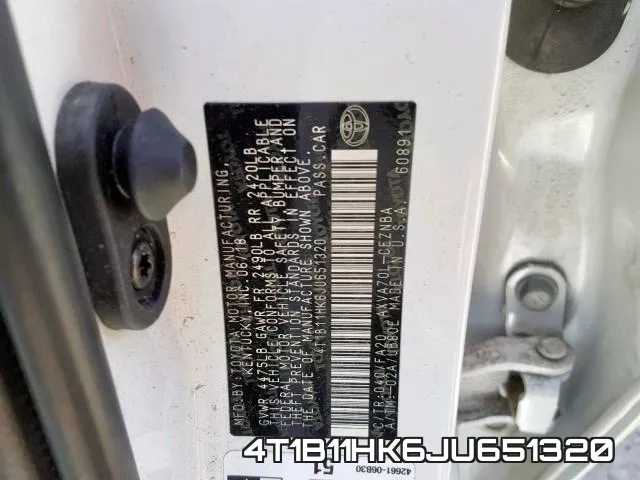 4T1B11HK6JU651320 фото 2