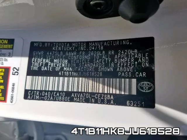 4T1B11HK8JU618528 фото 2