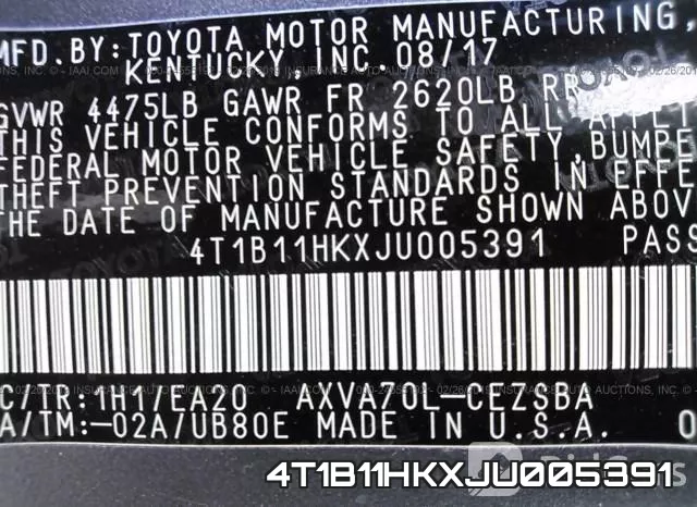 4T1B11HKXJU005391 фото 10