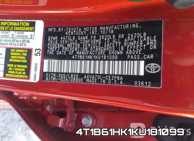 4T1B61HK1KU181099 фото 10