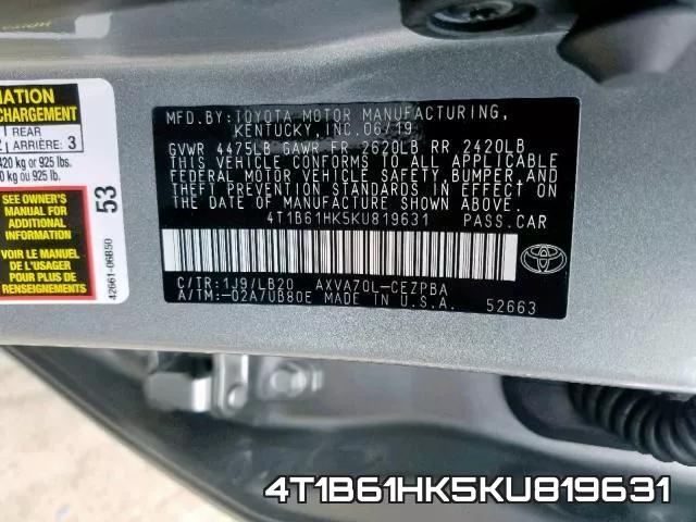4T1B61HK5KU819631 фото 2