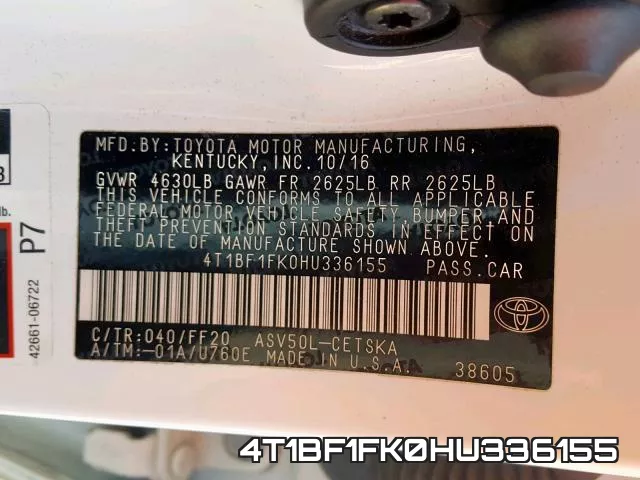 4T1BF1FK0HU336155 фото 2