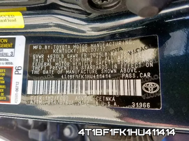4T1BF1FK1HU411414 фото 2