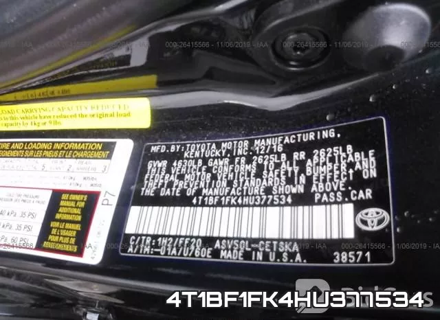 4T1BF1FK4HU377534 фото 10