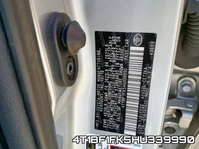 4T1BF1FK5HU339990 фото 2