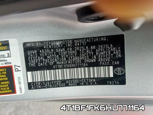 4T1BF1FK6HU771164 фото 2