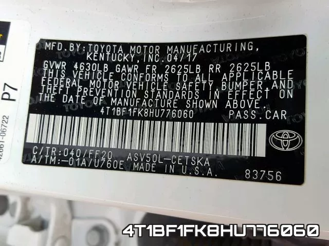 4T1BF1FK8HU776060 фото 2