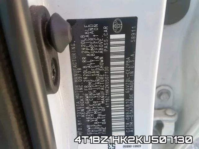 4T1BZ1HK2KU507130 фото 2