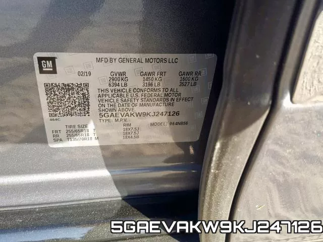 5GAEVAKW9KJ247126 фото 2