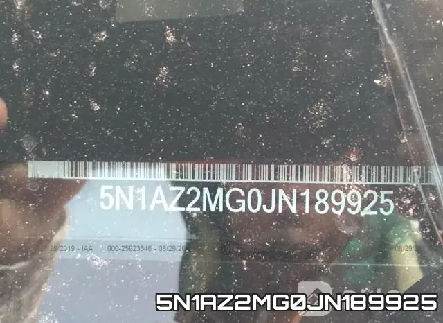 5N1AZ2MG0JN189925 фото 10