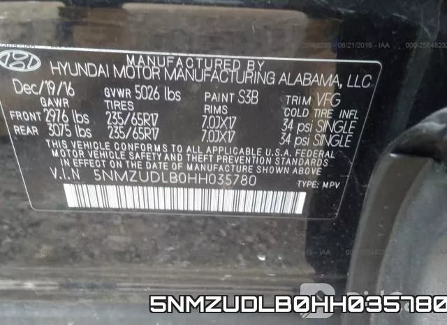 5NMZUDLB0HH035780 фото 10
