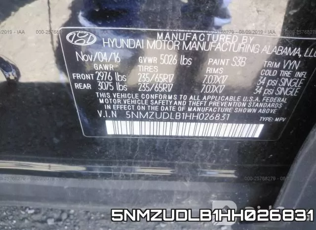 5NMZUDLB1HH026831 фото 10