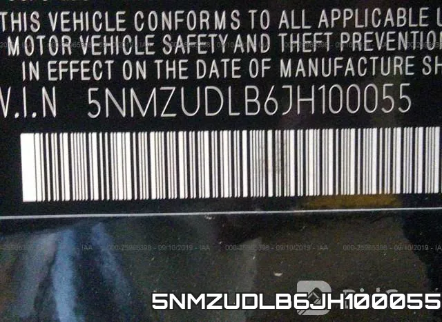 5NMZUDLB6JH100055 фото 10