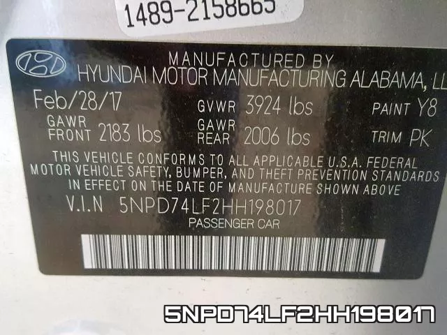 5NPD74LF2HH198017 фото 2