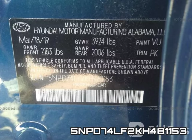 5NPD74LF2KH481153 фото 10