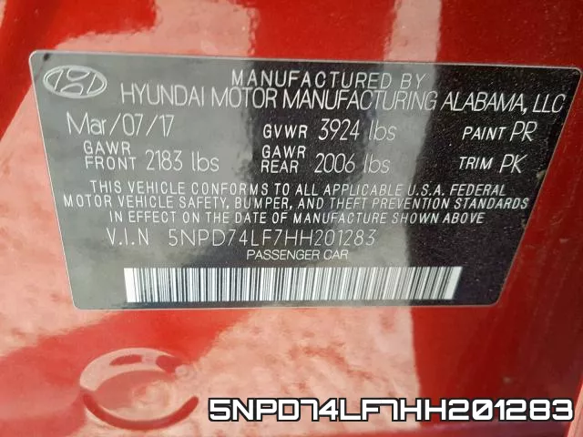 5NPD74LF7HH201283 фото 2
