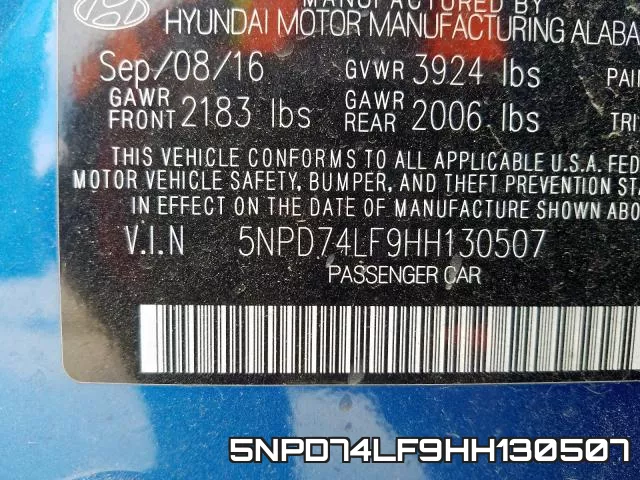 5NPD74LF9HH130507 фото 2