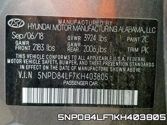 5NPD84LF7KH403805 фото 2