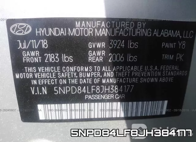 5NPD84LF8JH384177 фото 10