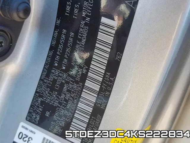 5TDEZ3DC4KS222834 фото 2