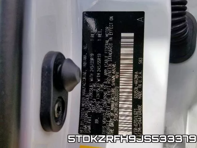 5TDKZRFH9JS533379 фото 2