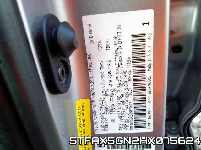 5TFAX5GN2HX075624 фото 2