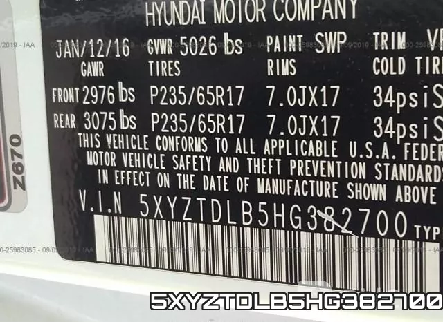 5XYZTDLB5HG382700 фото 10