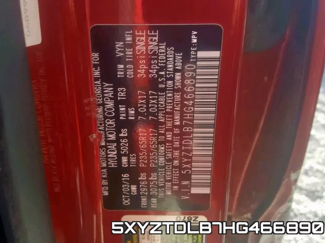 5XYZTDLB7HG466890 фото 2