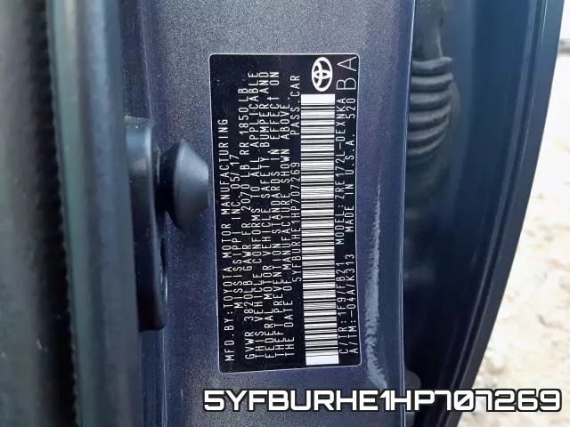 5YFBURHE1HP707269 фото 2