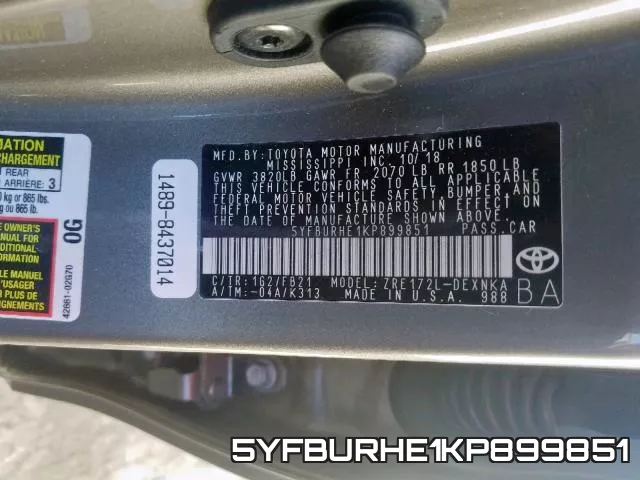 5YFBURHE1KP899851 фото 2