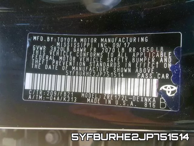 5YFBURHE2JP751514 фото 2