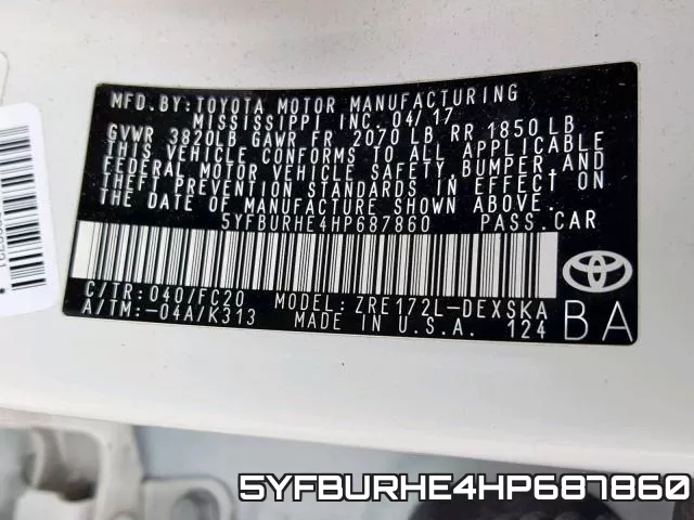 5YFBURHE4HP687860 фото 2