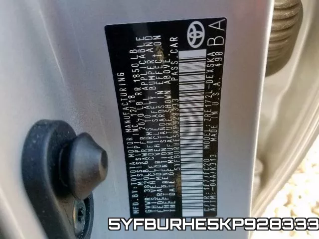 5YFBURHE5KP928333 фото 2