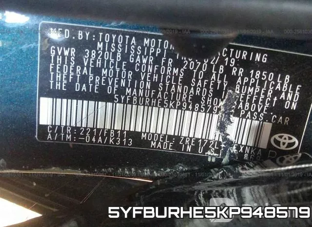 5YFBURHE5KP948579 фото 10