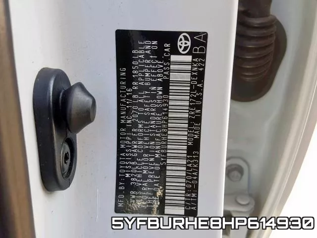 5YFBURHE8HP614930 фото 2