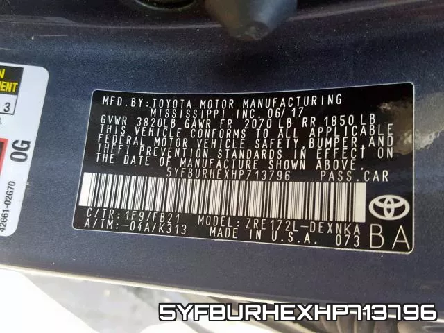 5YFBURHEXHP713796 фото 2