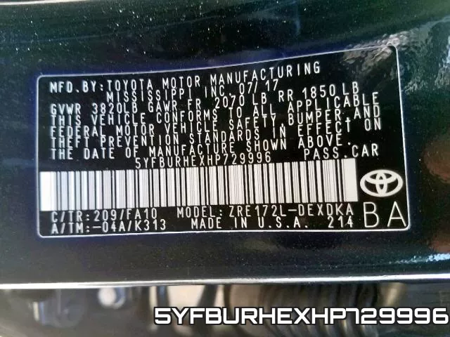 5YFBURHEXHP729996 фото 2