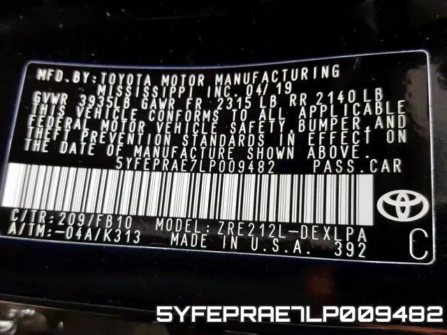 5YFEPRAE7LP009482 фото 2
