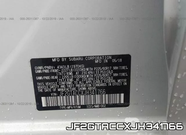 JF2GTACCXJH341766 фото 10