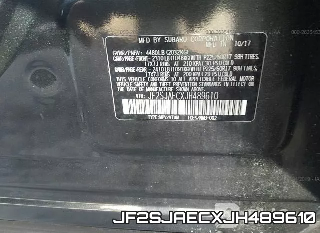 JF2SJAECXJH489610 фото 10