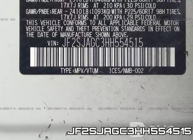JF2SJAGC3HH554515 фото 10