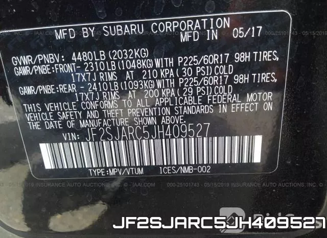 JF2SJARC5JH409527 фото 10